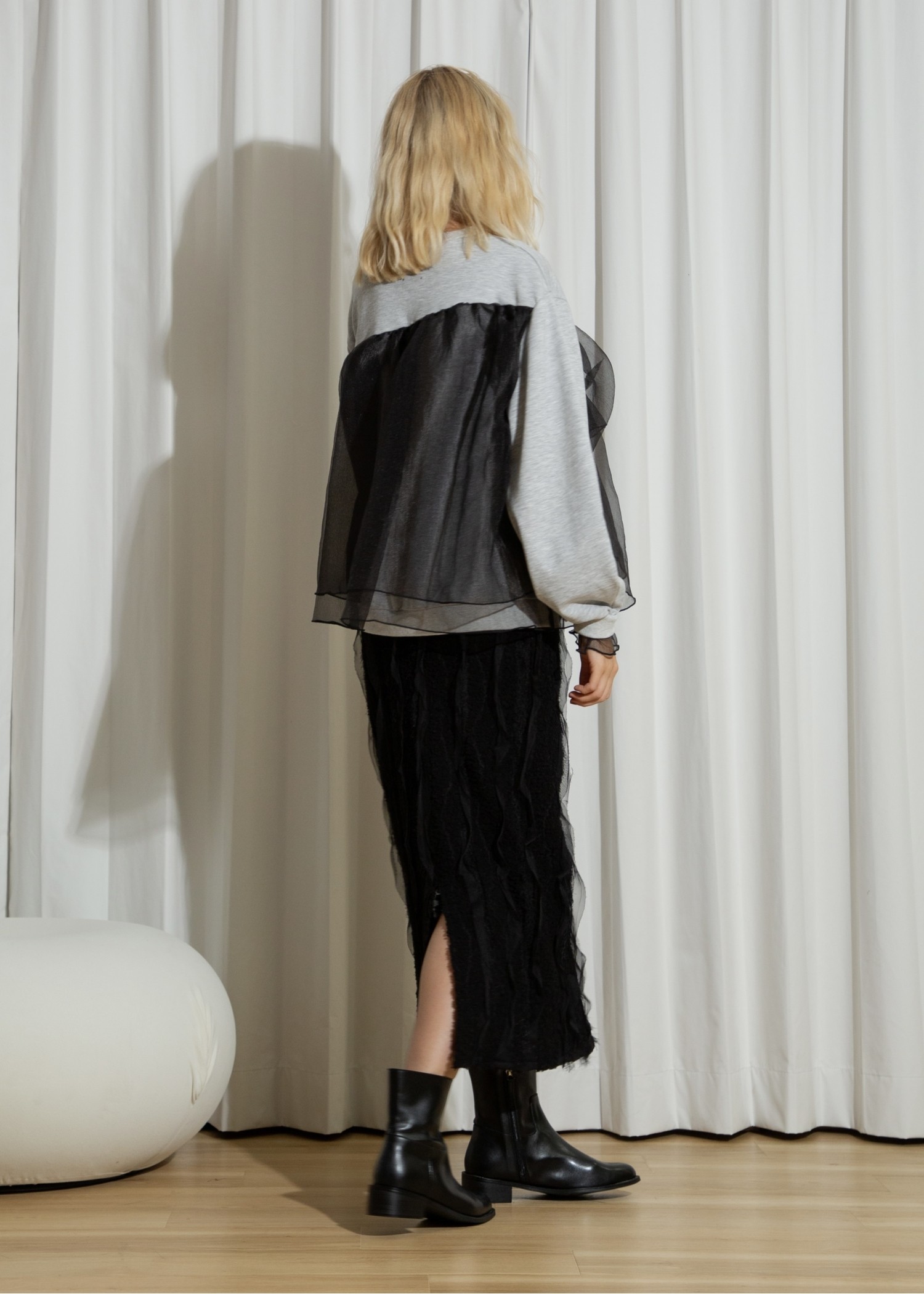 slant organdy docking sweat tops