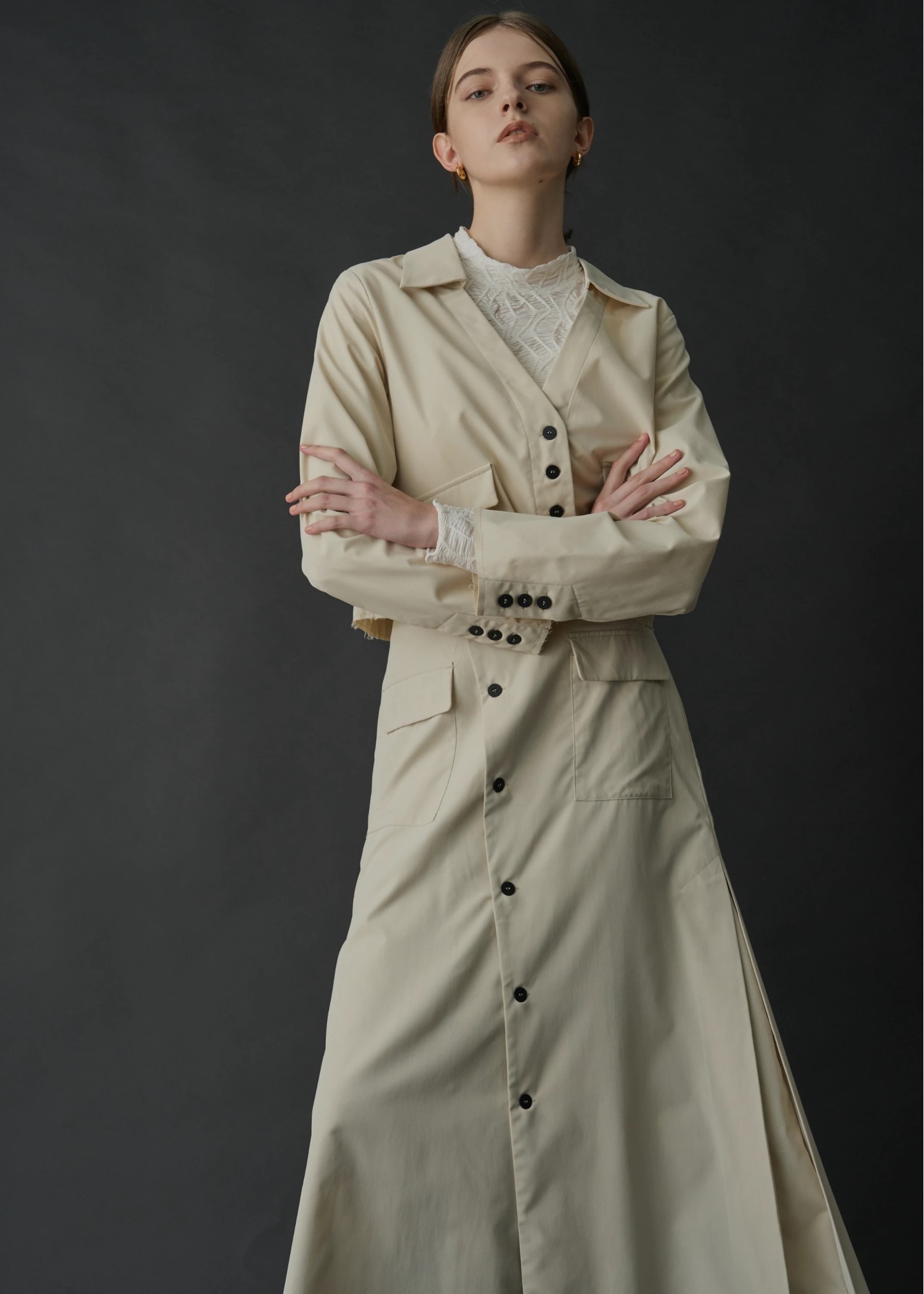 wave jacquard high neck sheer tops