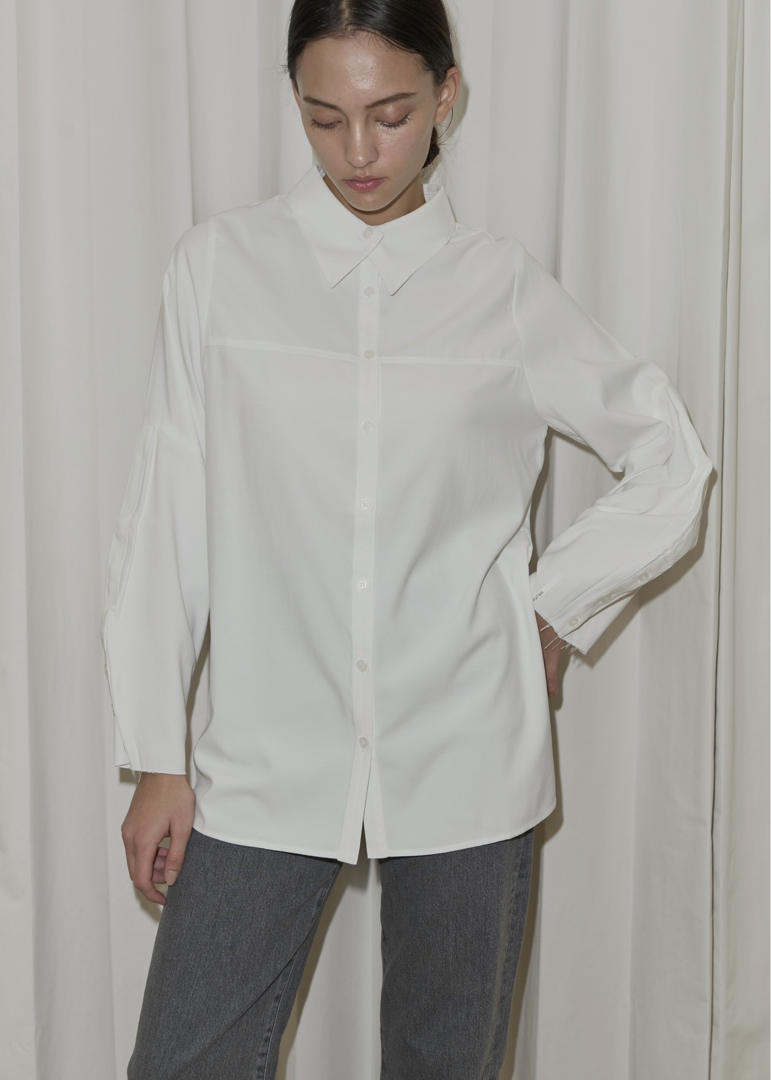 overlap collar cut off sleeve SH