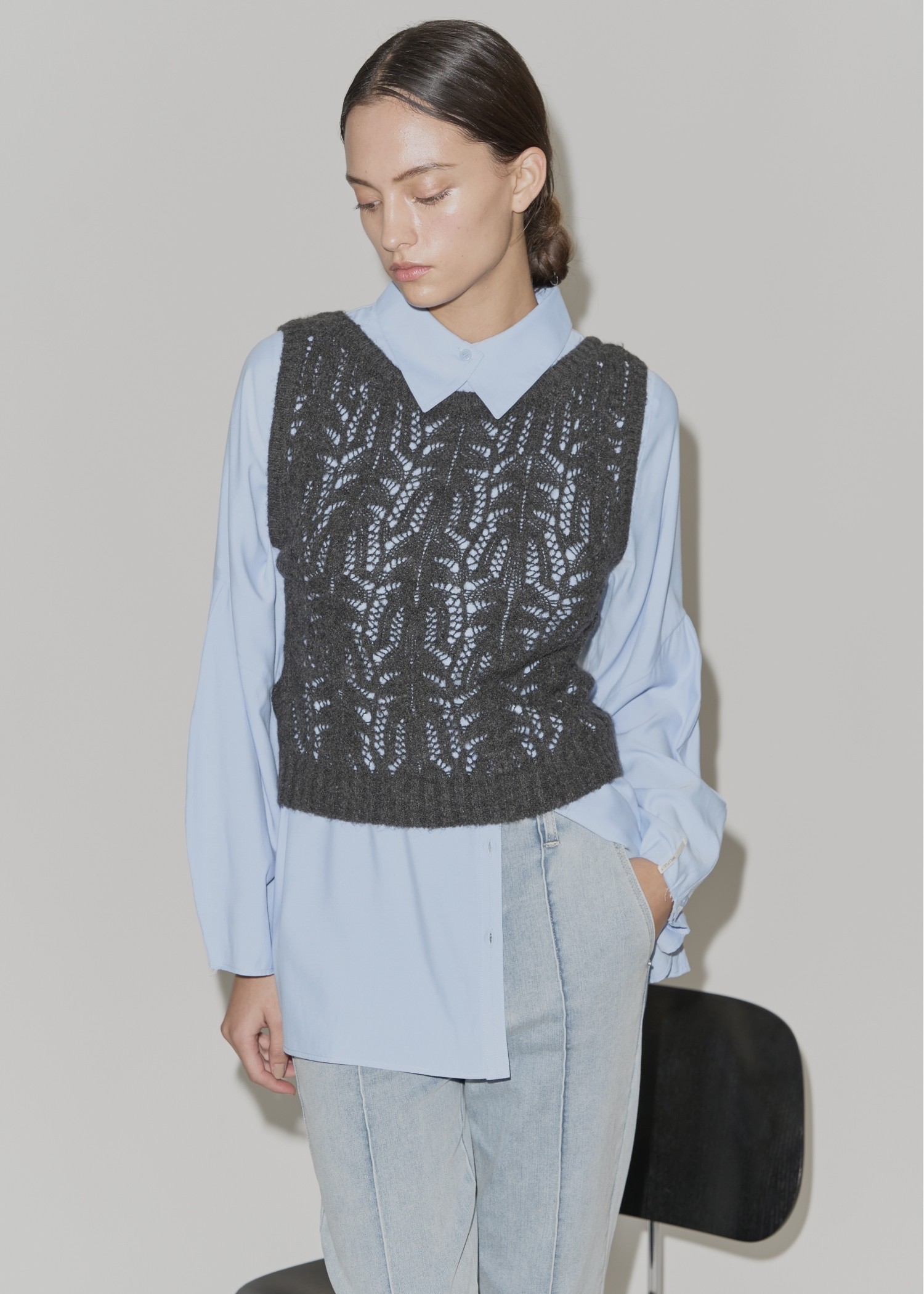 overlap collar cut off sleeve SH