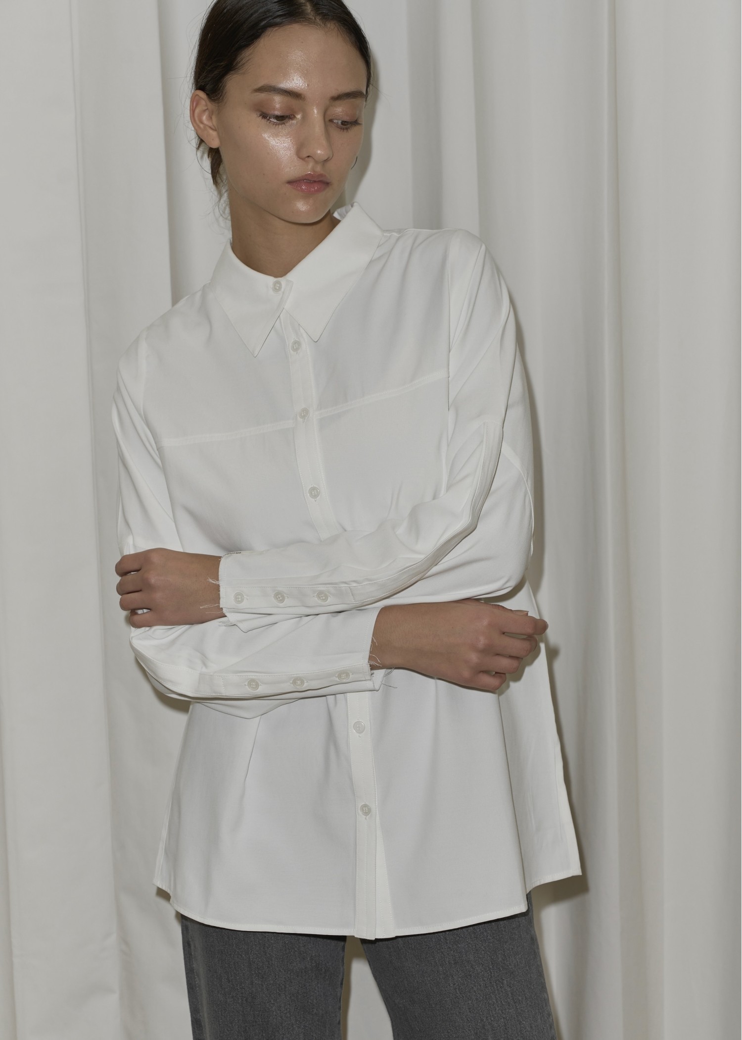 overlap collar cut off sleeve SH