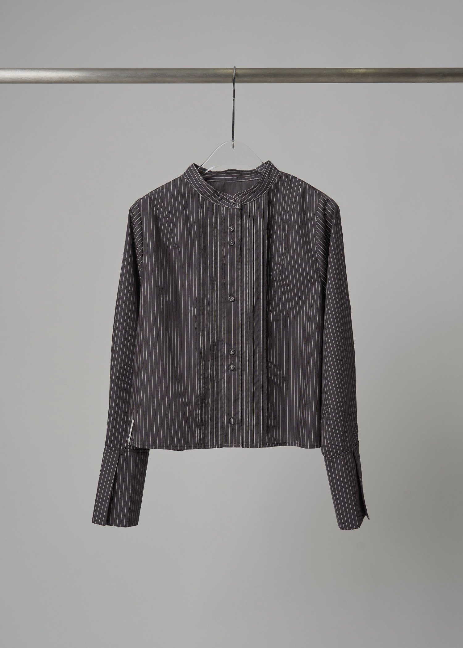 band collar pin tuck short SH