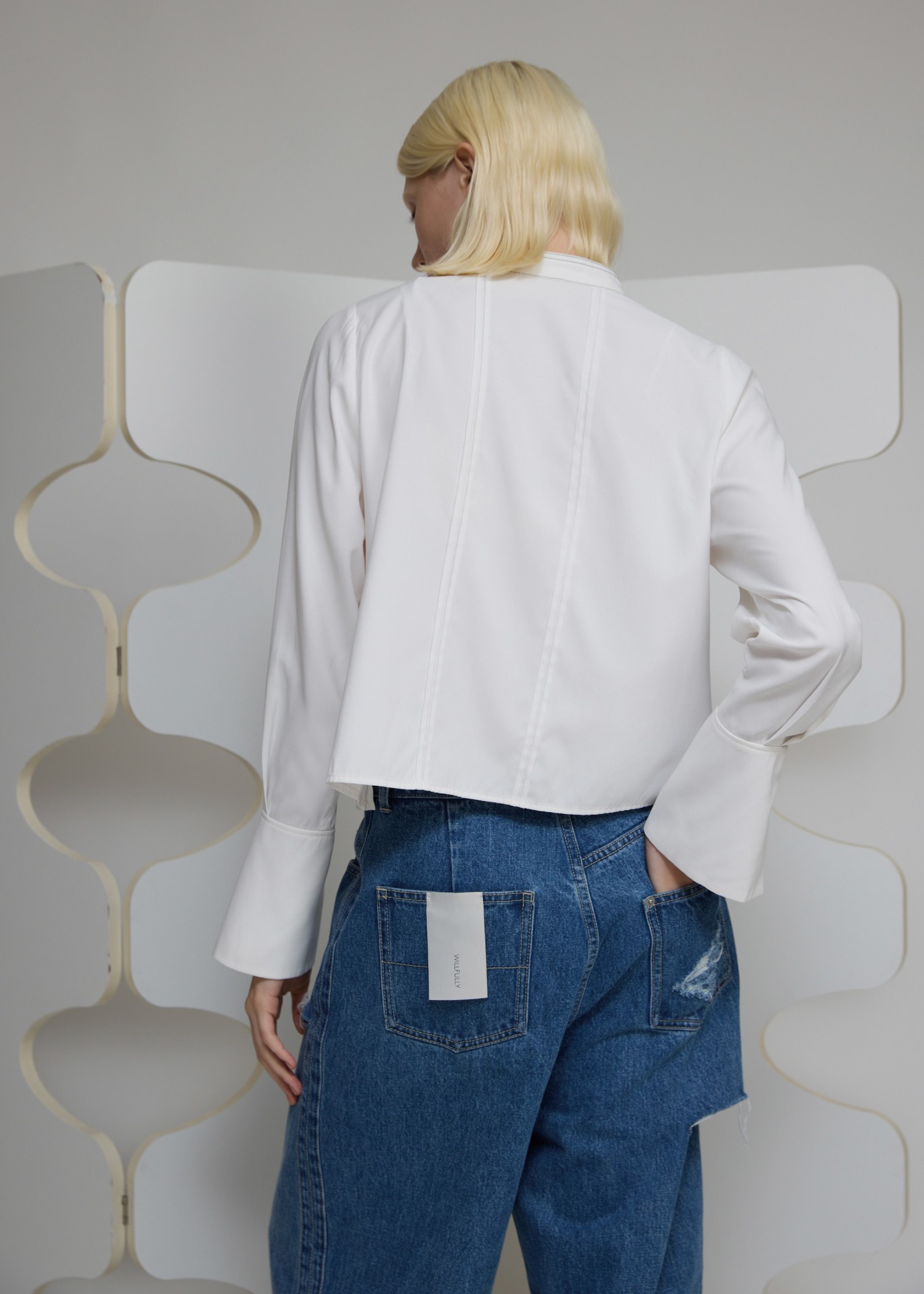 band collar pin tuck short SH