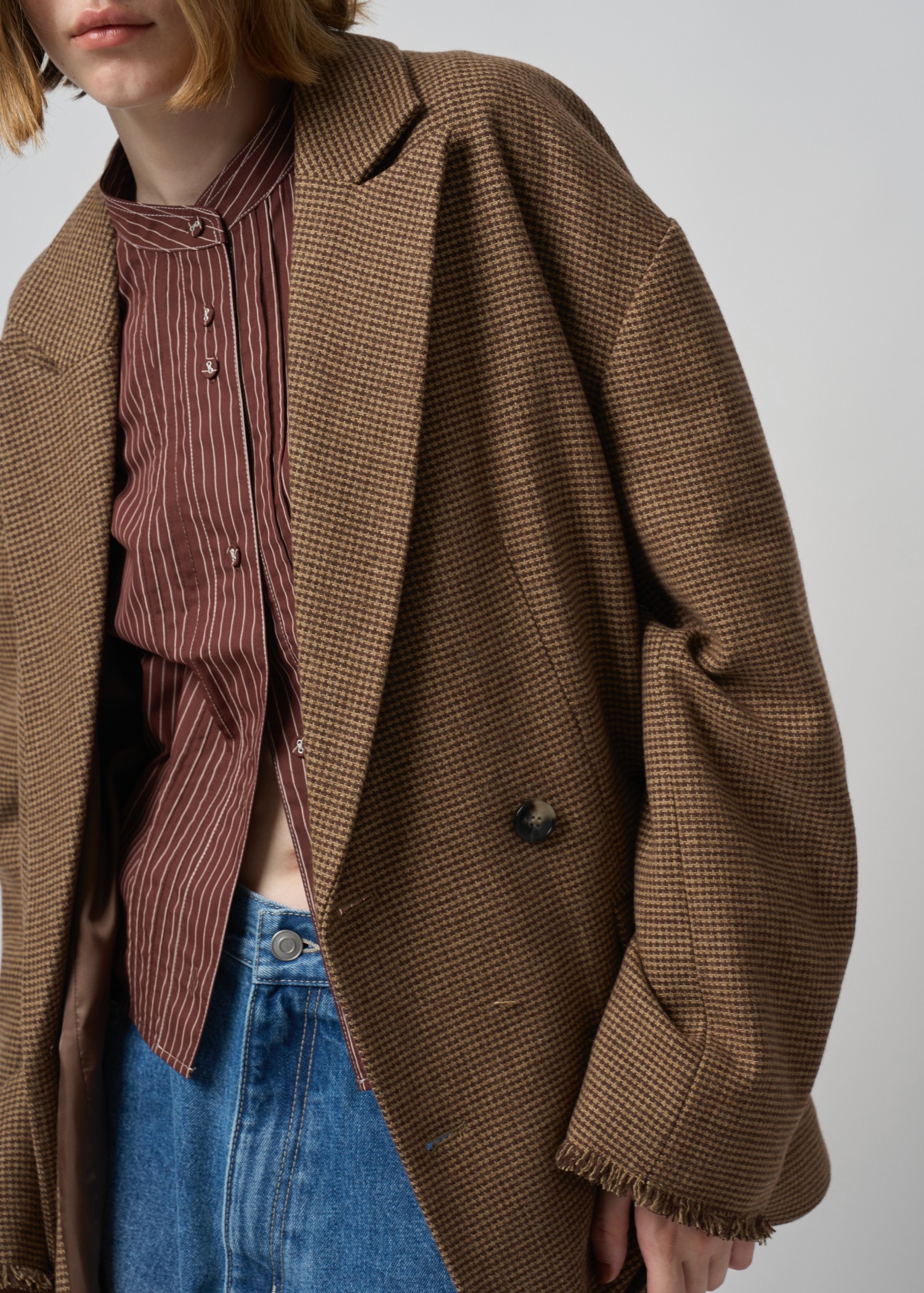 band collar pin tuck short SH