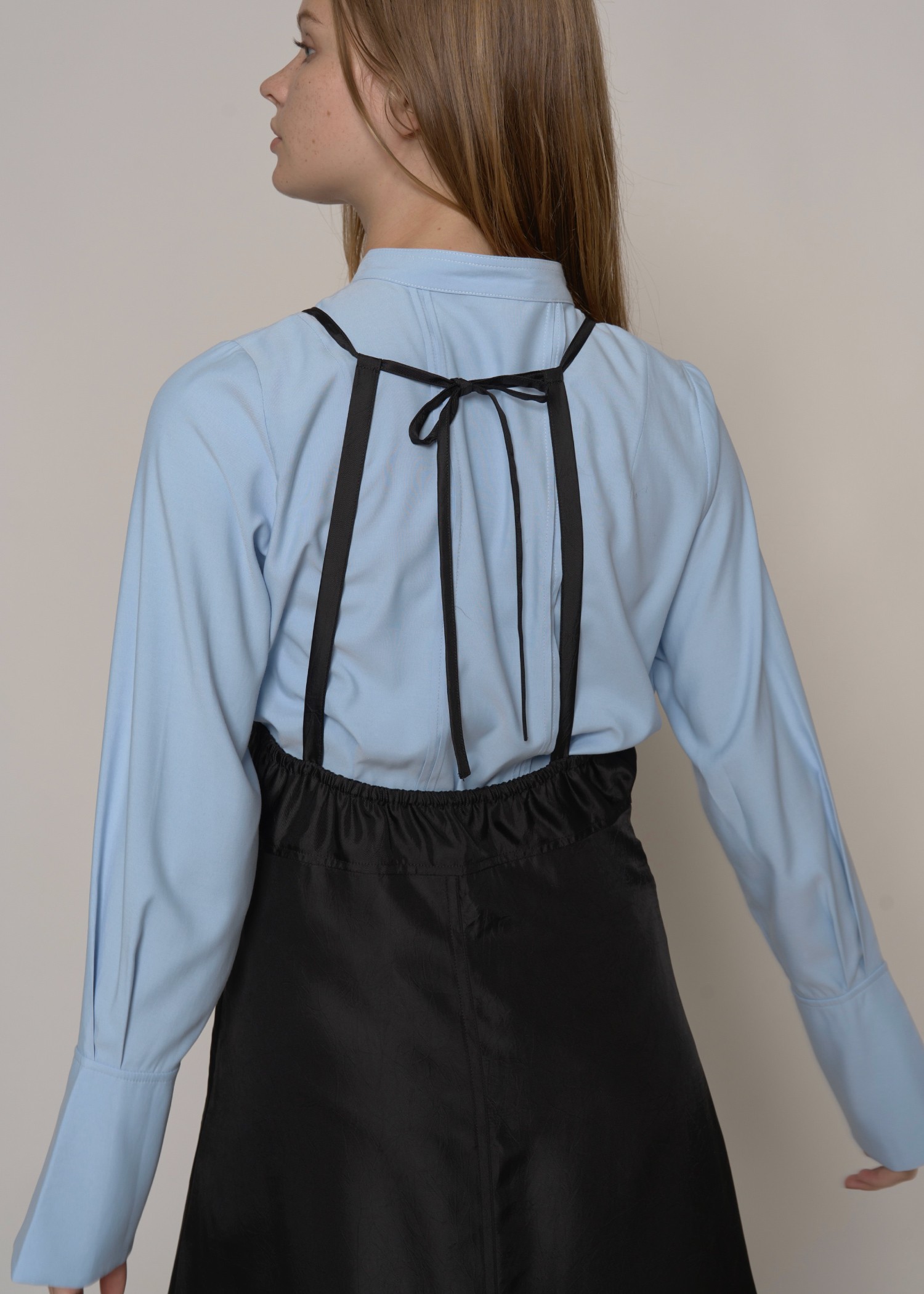 band collar pin tuck short SH