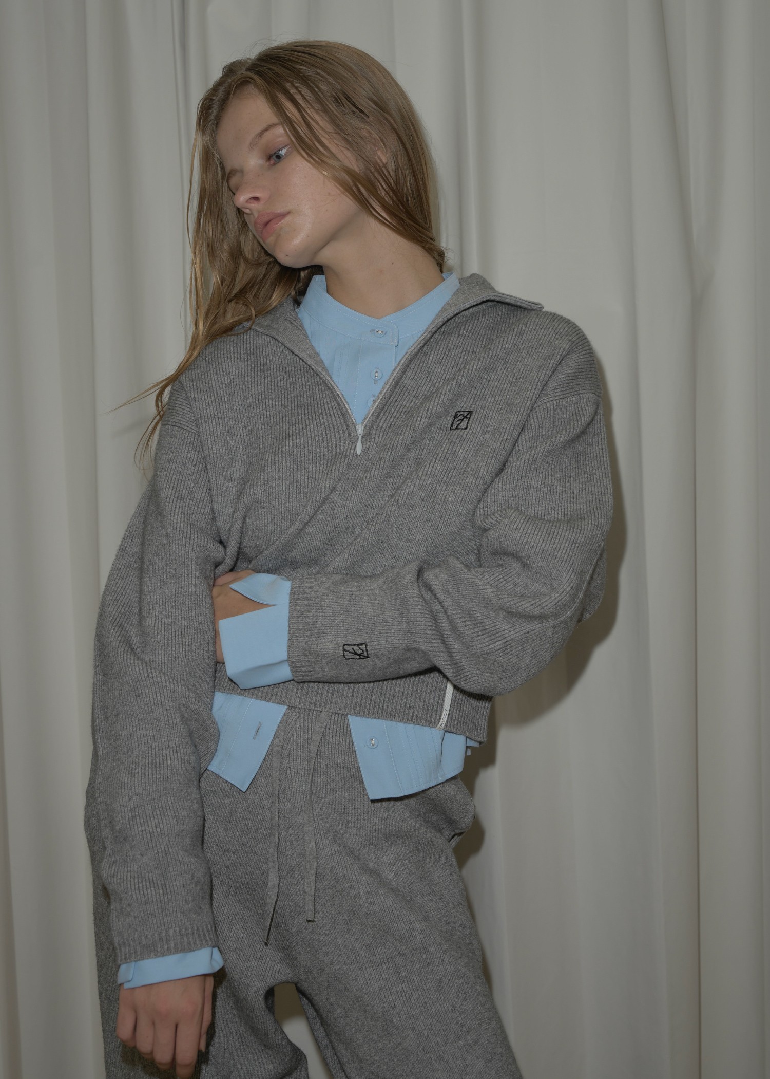 band collar pin tuck short SH