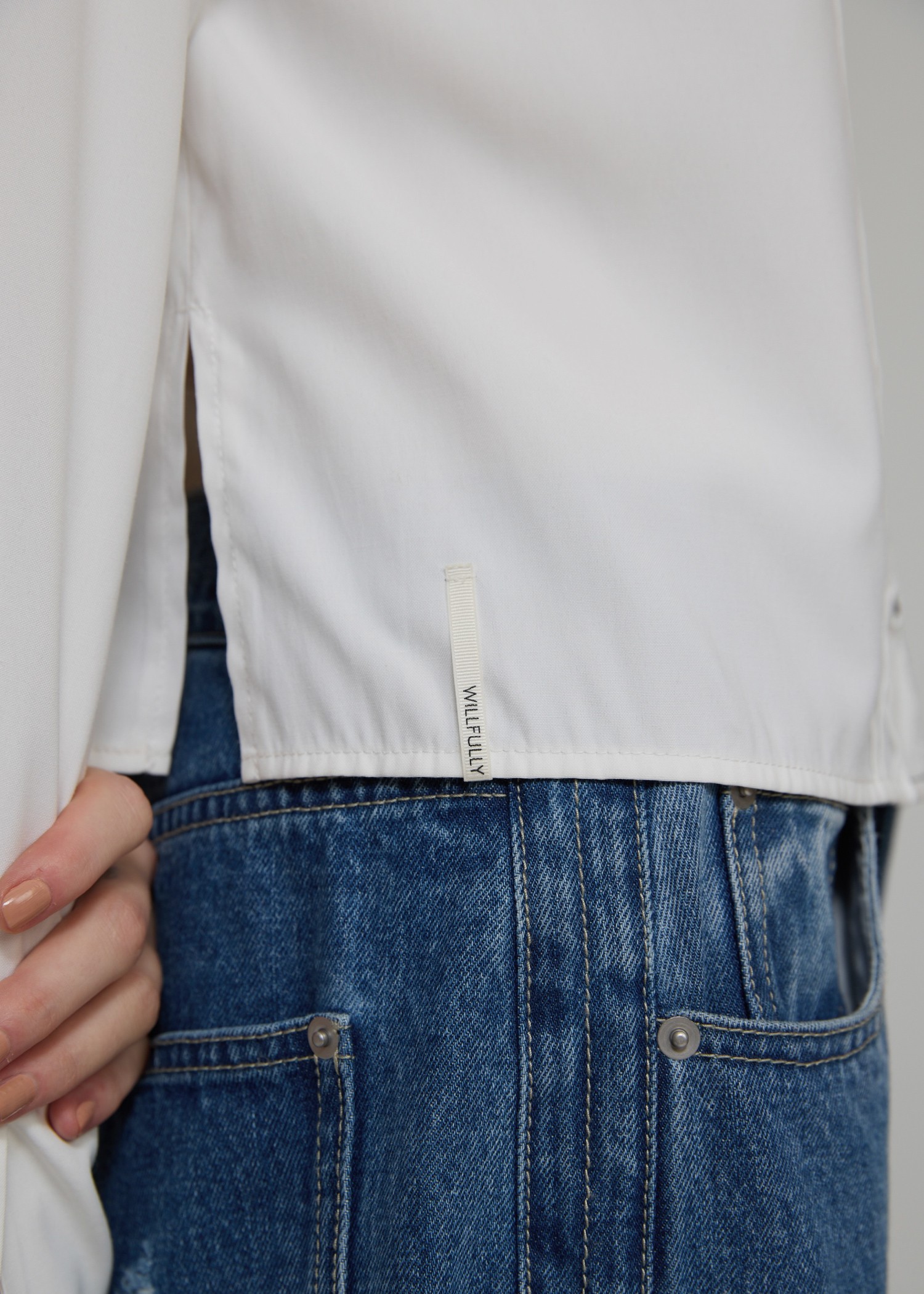 band collar pin tuck short SH