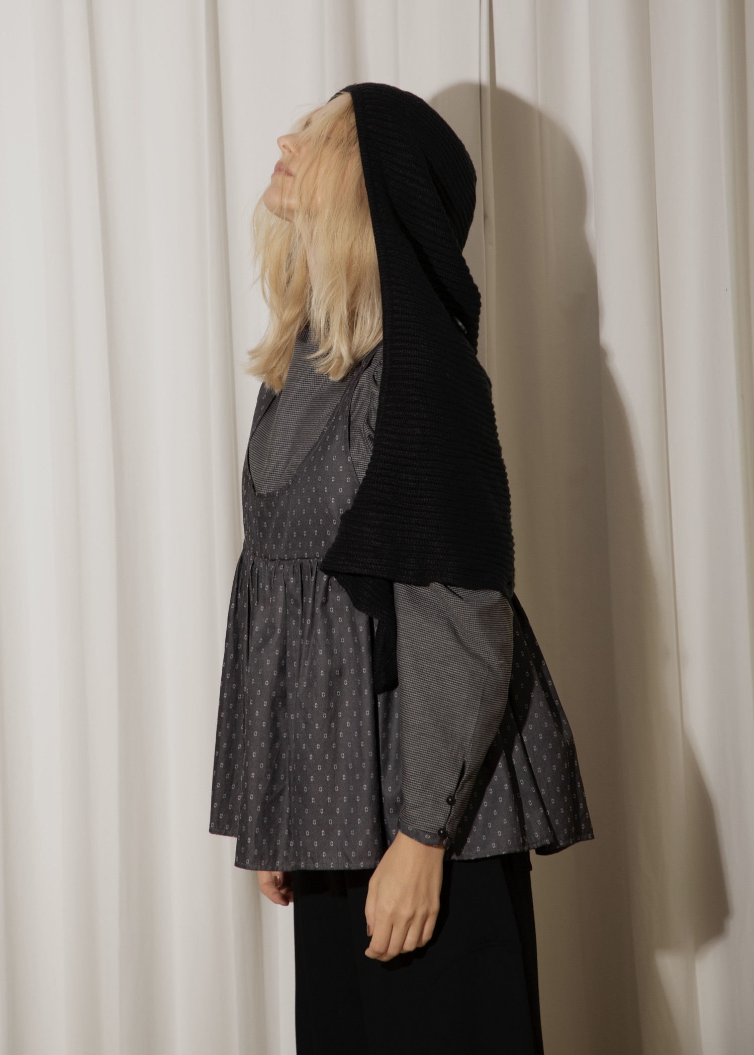 jacquard layered volume sleeve gather BL